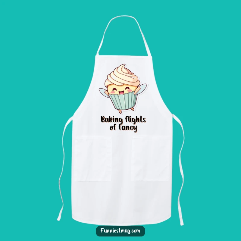 Funny Flying Cupcake Apron: Bake with Sweet Style and Comical Flair