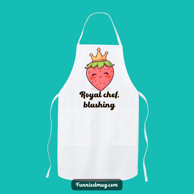 Funny Blushing Strawberry Crown Wink Apron - Royal Kitchen Humor & Style