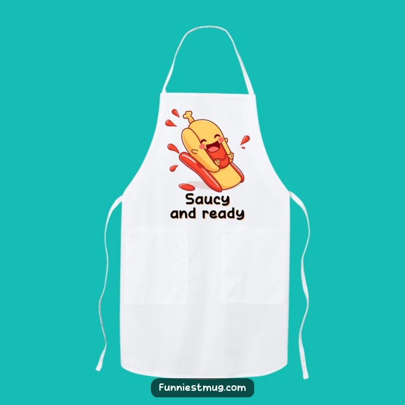 Funny Hot Dog Ketchup Slide Apron - Hilarious Cooking Fun for Foodies