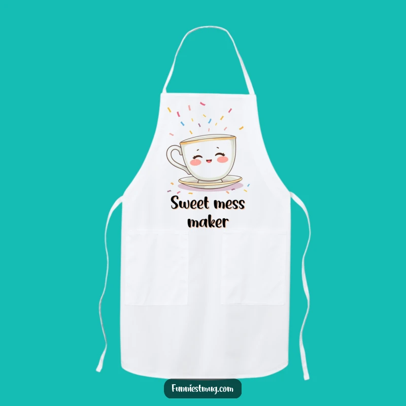 Funny Teacup Sprinkle Guard Apron - Kitchen Sweetness!