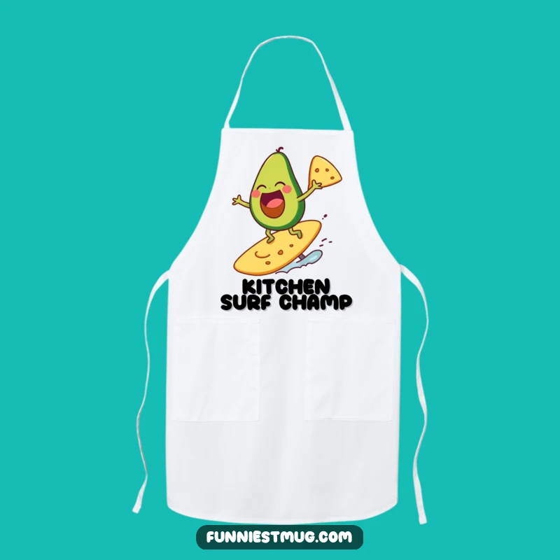 Funny Surfing Avocado Apron: Surf & Serve Fun, Chef's Funny Gift