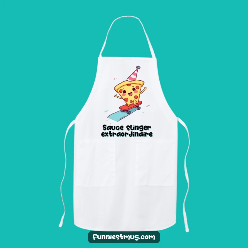 Funny Pizza Skater Apron: Cheerful Chef Slice for Kitchen Carnivals
