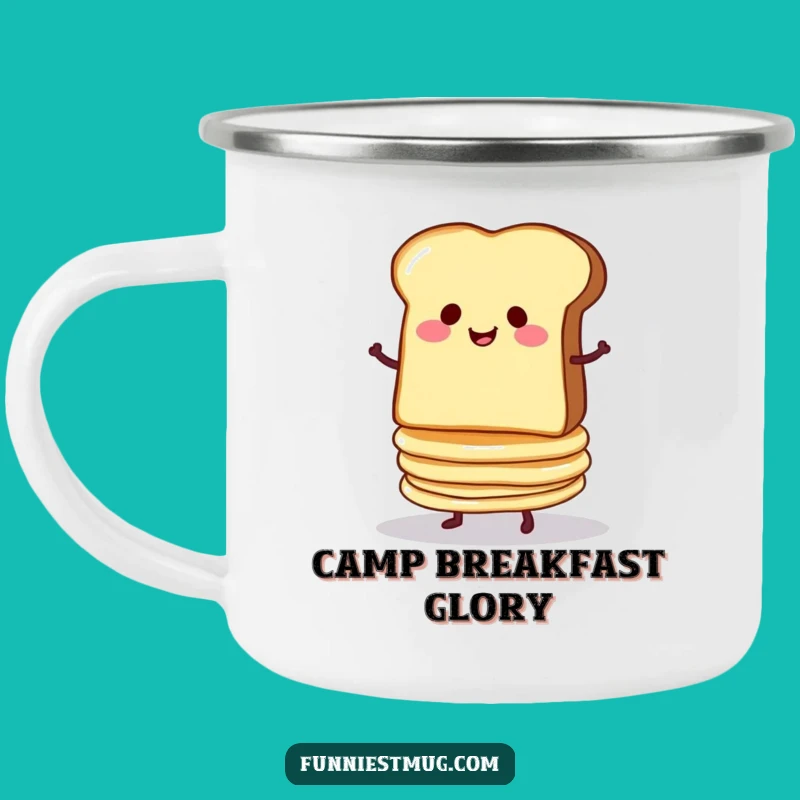 Funny Toast & Pancakes Camping Mug: Breakfast Balance for Your Adventures