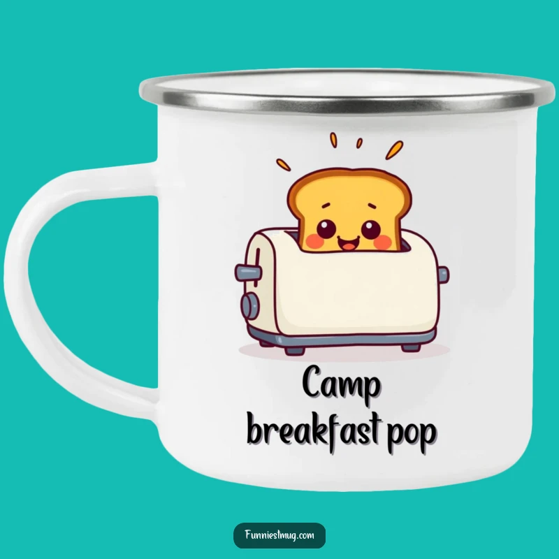 Funny Toast Surprise Camping Mug - Smiling Pop-Up Outdoor Cup, Breakfast Adventure Gift