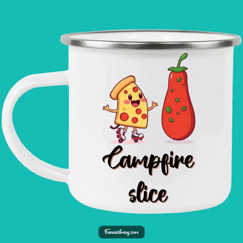 Funny Pizza Roller Skater Camping Mug: Hilarious Outdoor Adventure Gift