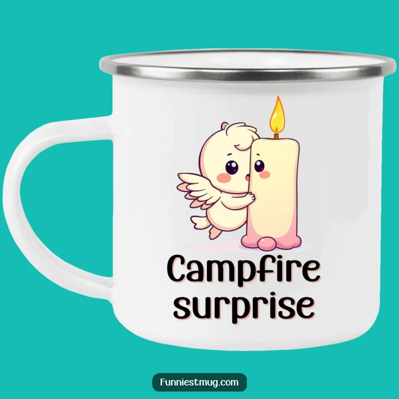 Funny Winged Candle Camping Mug: Hilarious Outdoor Companion for Festive Adventures!