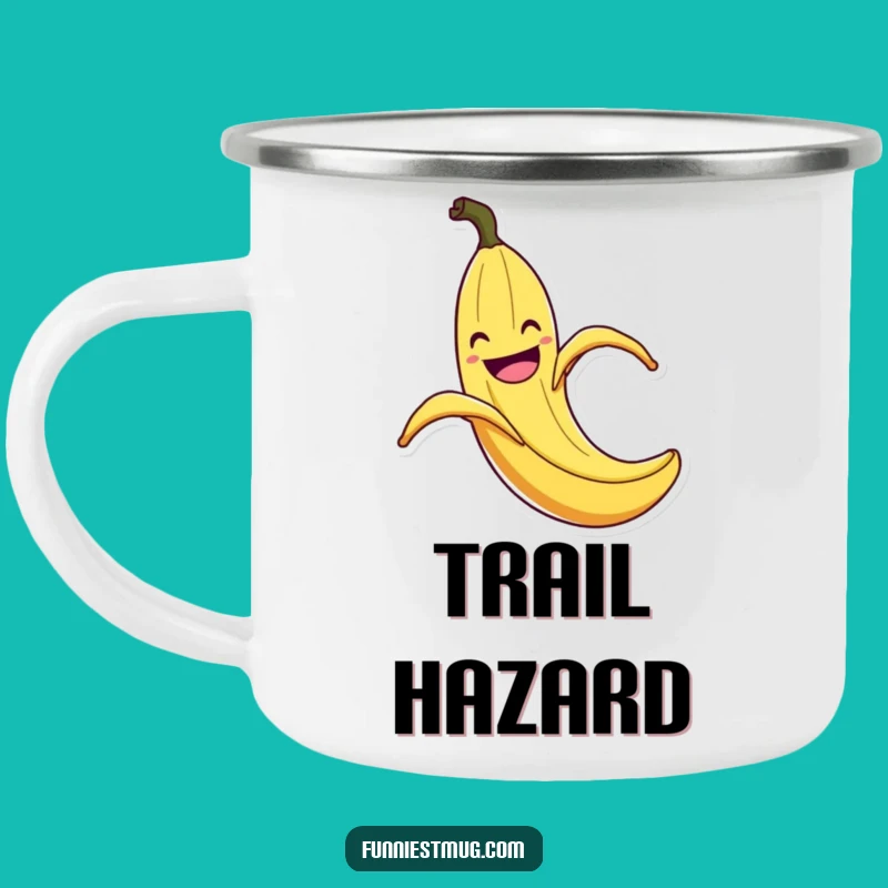 Funny Banana Peel Slip Camping Mug: Enamel Flair Brew, Outdoor Gift