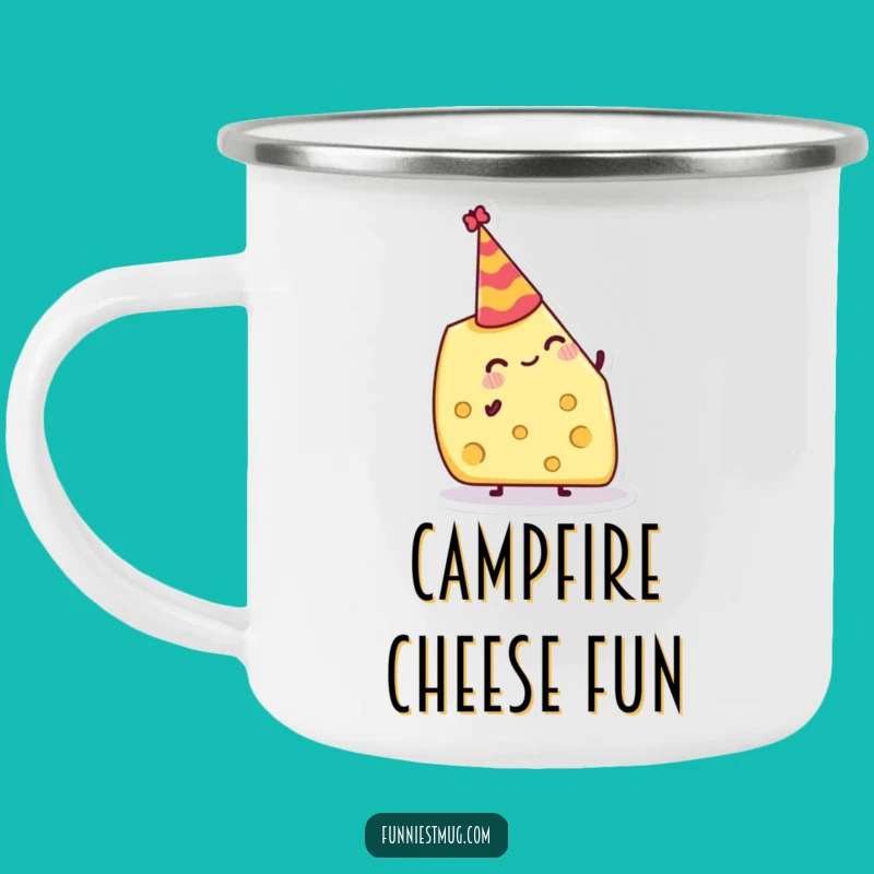 Funny Cheese Hat Camping Mug: Sip Your Celebration Outdoors with Cheer
