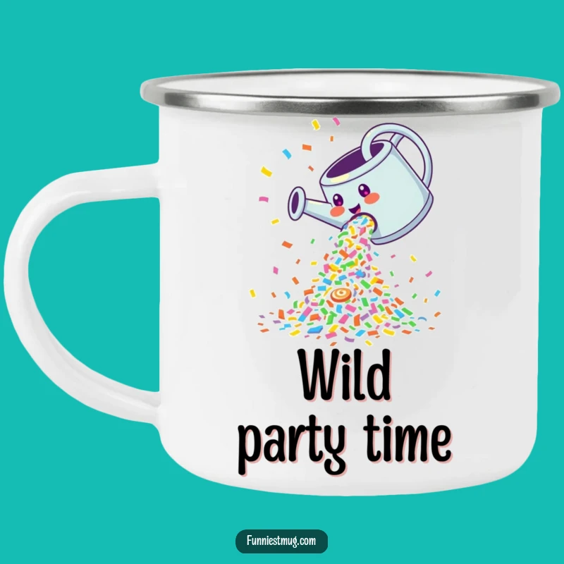 Funny Confetti Watering Can Camping Mug: Sip Your Celebration Outdoors