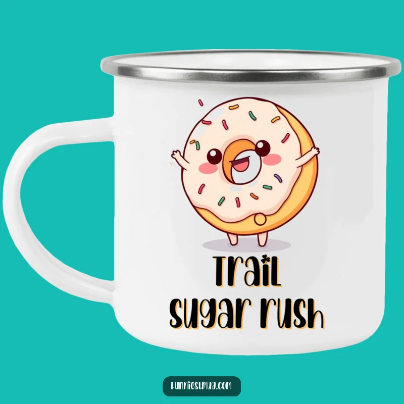 Funny Donut Cartwheel Camping Mug - Sprinkled Character Cup for Sweet Outdoor Fun