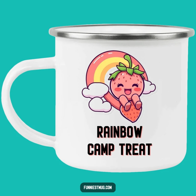 Funny Strawberry Rainbow Slide Camping Mug - Adventure & Humor Go!