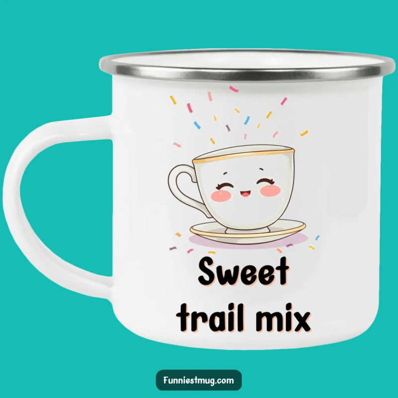 Funny Teacup Sprinkle Camping Mug - Sweet Outdoor Brews!