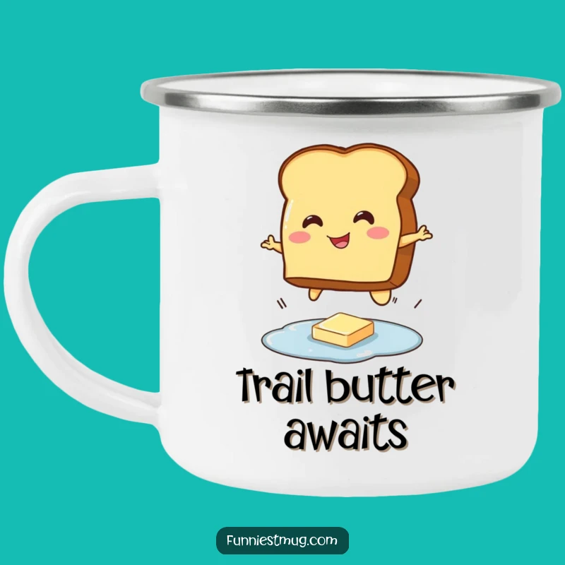 Funny Toast Jumping Butter Camping Mug: Adventure Fuel with this Hilarious Character