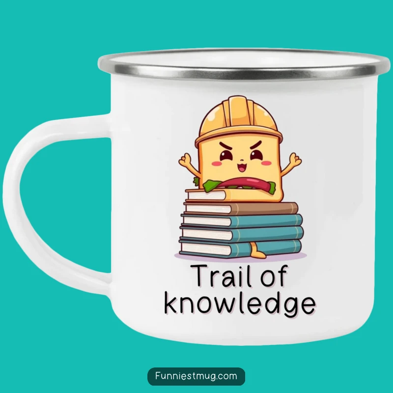 Funny Sandwich Book Balance Camping Mug: Durable Hard Hat Character Funny Gift
