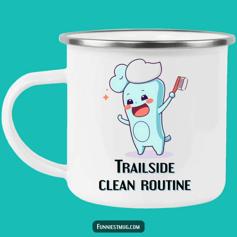 Funny Kawaii Toothbrush Camping Mug: Adventure Fuel with Hilarious Art