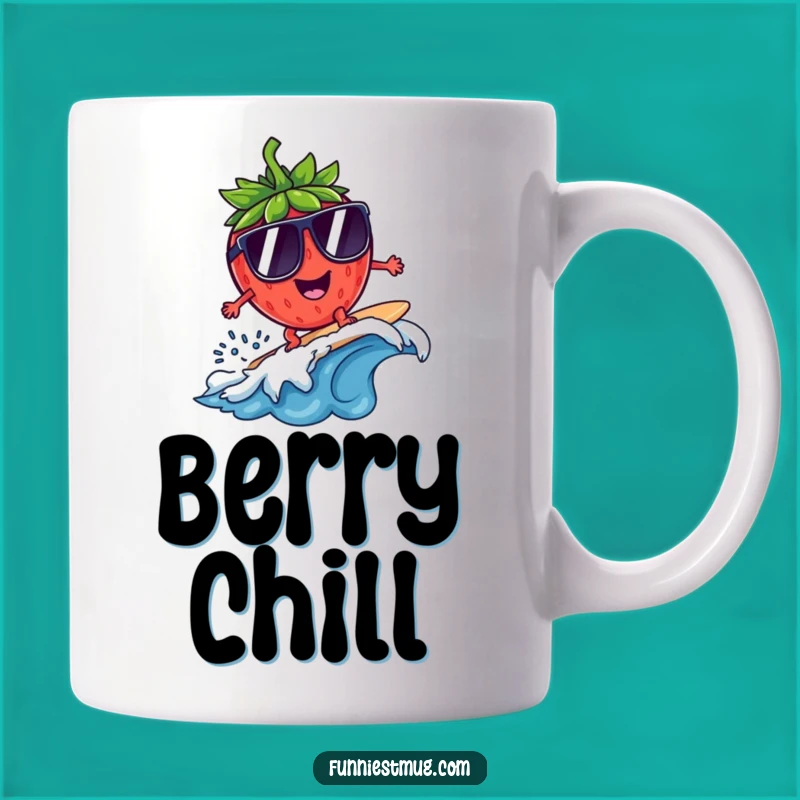 Funny Surfing Strawberry Sunglasses Mug: Hilarious Summer Gift!
