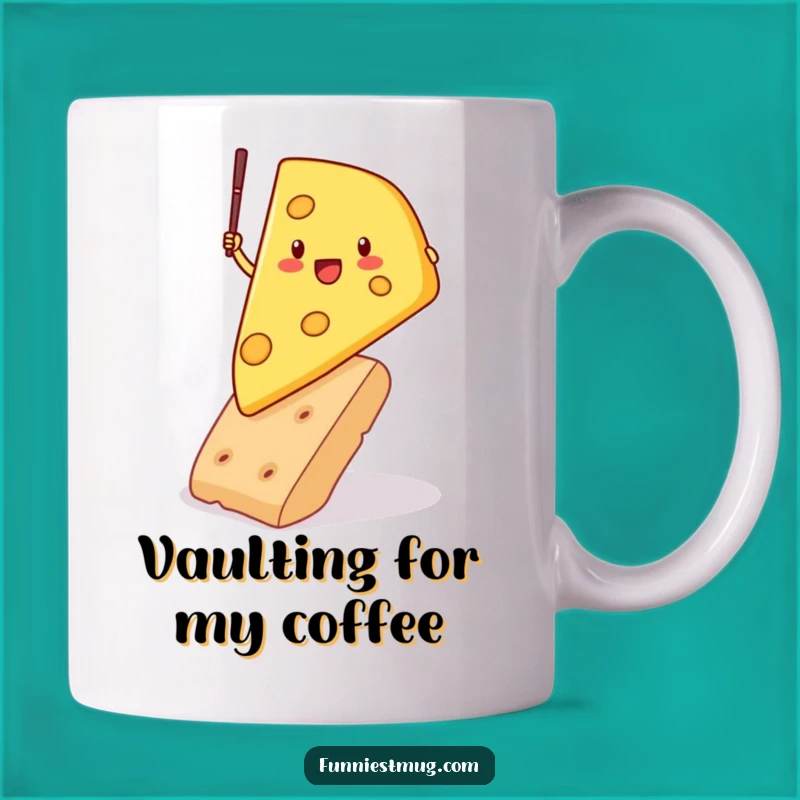 Funny Cheese Pole Vault Mug - Hilarious Wedge Gift for Adventurous Eaters