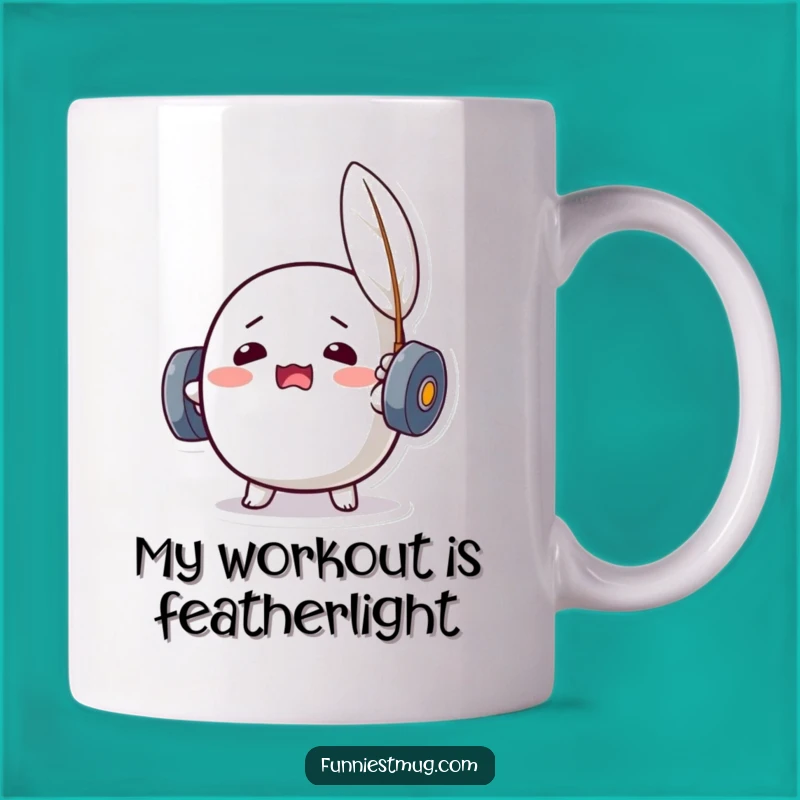 Funny Kawaii Dumbbell Feather Lift Mug: Hilarious Gym Humor Gift