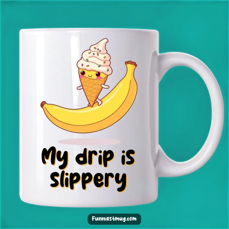 Funny Ice Cream Cone Slip Mug: Hilarious Cartoon Sprinkled Messy Treat Gift Idea