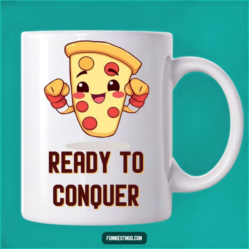 Funny Pizza Fighter Mug - Happy & Strong Slice Gift for Pizza Lovers