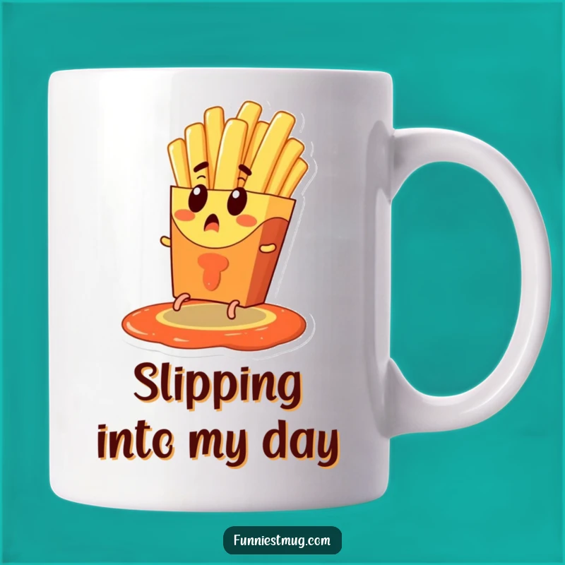 Funny French Fry Escape Mug - Hilarious Ketchup Disaster Gift for Fry Lovers