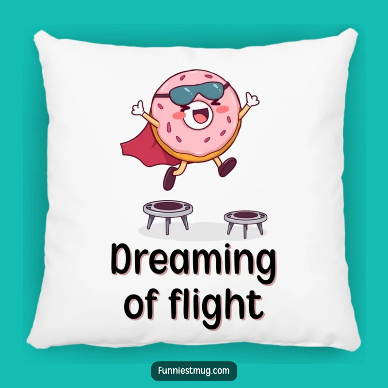 Funny Superhero Donut Pillow: Giggling Hero Trampoline Leaps Comfy Decor