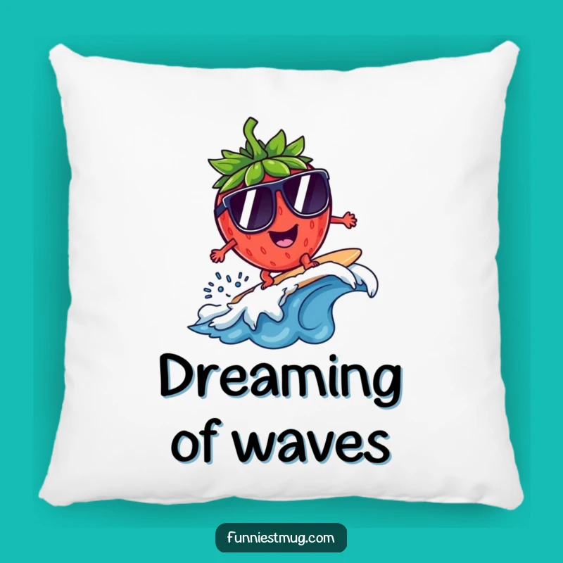 Funny Surfing Strawberry Sunglasses Pillow: Cozy & Hilarious Comfort