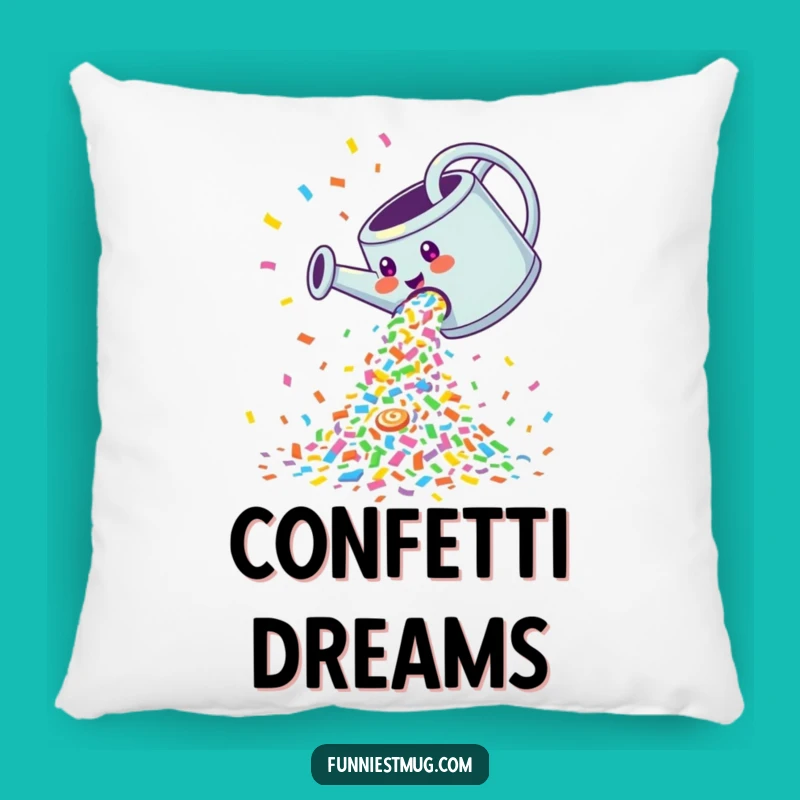 Funny Confetti Watering Can Pillow: Comfy Cushion for Celebratory Decor