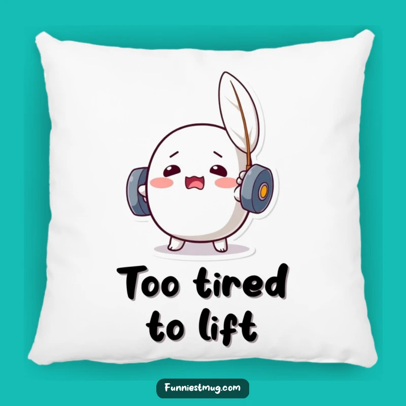 Funny Kawaii Dumbbell Feather Lift Pillow: Cuddle Up with Gym Comedy