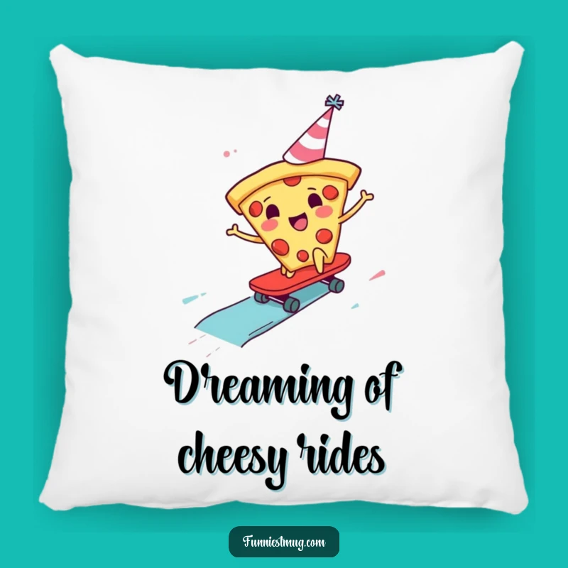 Funny Pizza Skater Pillow: Cheerful Slice Comfort for Couch Craziness