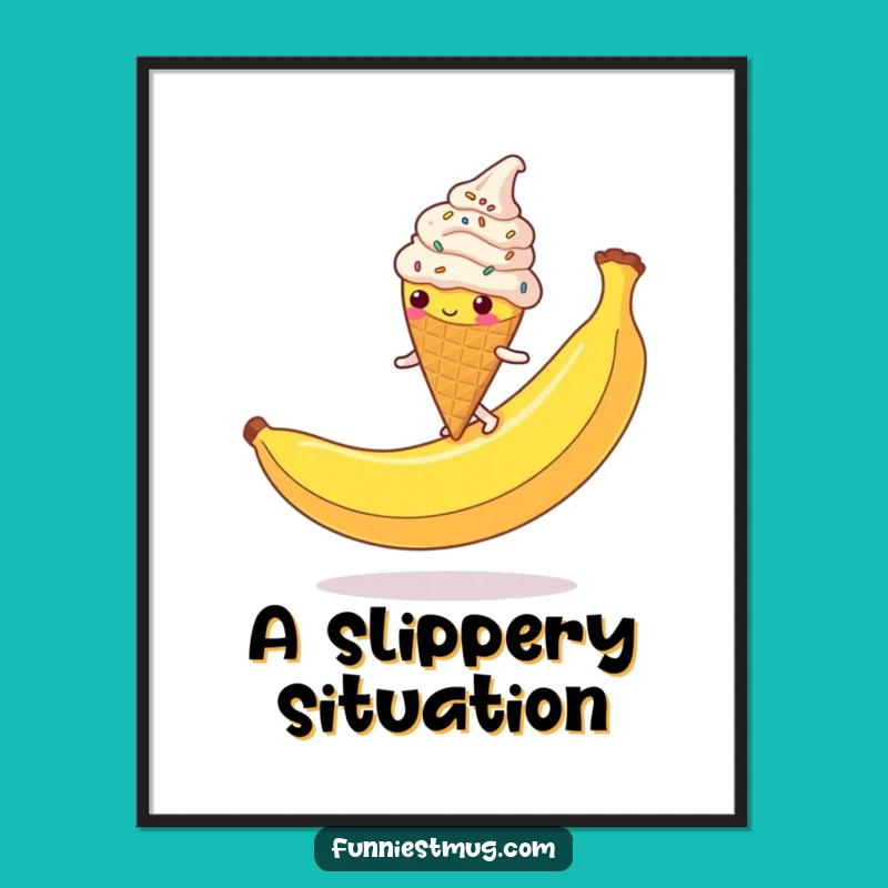 Funny Ice Cream Cone Digital Art: Printable Sprinkled Character Slip Art Funny Gift