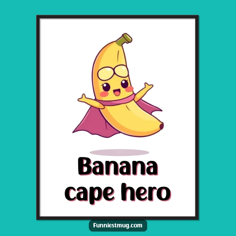 Funny Flying Banana Digital Art: Mischievous Hero Printable Gift