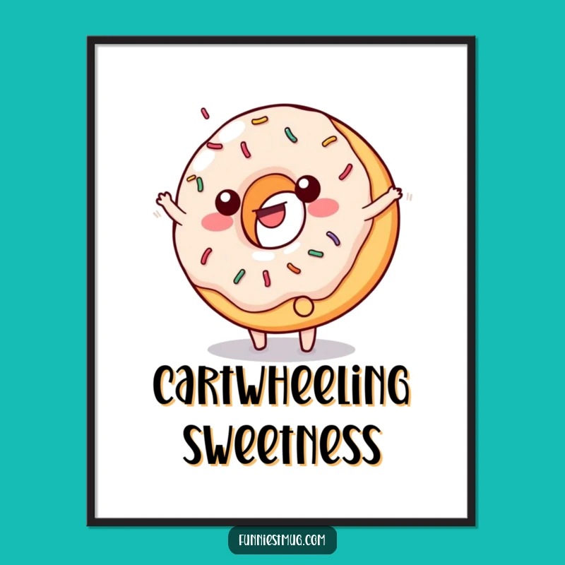 Funny Donut Cartwheel Digital Art - Instant Sweet Decor for Cheerful Spaces