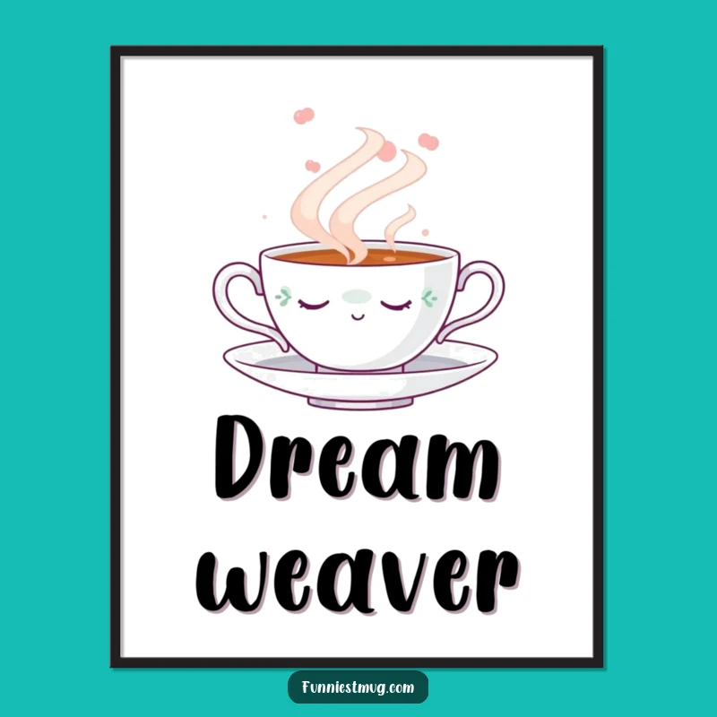 Funny Napping Teacup Digital Art: Dreamy Steam Download, Instant Gift