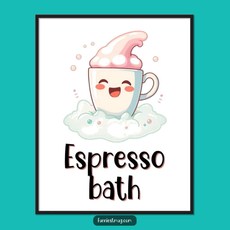 Funny Coffee Bath Spill Digital Art Print: Hilarious Decor Download