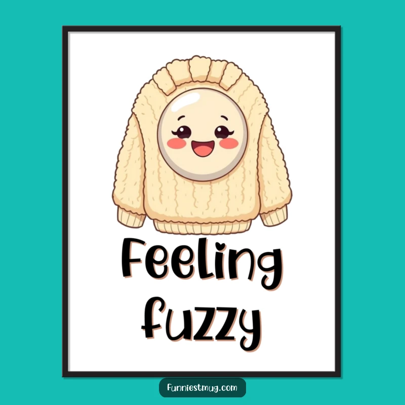 Funny Happy Button Sweater Digital Art: Hilarious Printable Decor for Cozy Humor