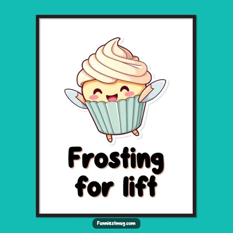 Funny Flying Cupcake Digital Art: Instant Sweet and Comical Decor for Your Space