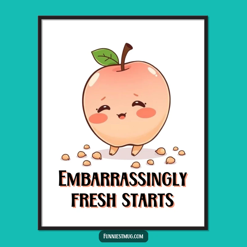 Funny Blushing Apple Digital Art: Instant Download of Sweet Humor