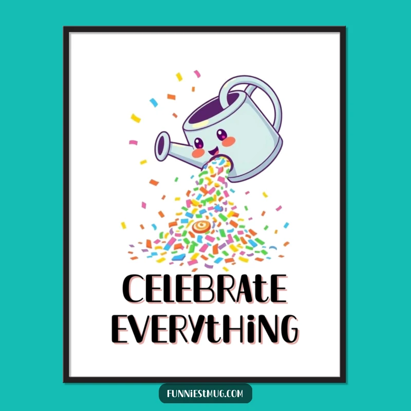 Funny Confetti Watering Can Digital Art: Printable Decor for Instant Celebration