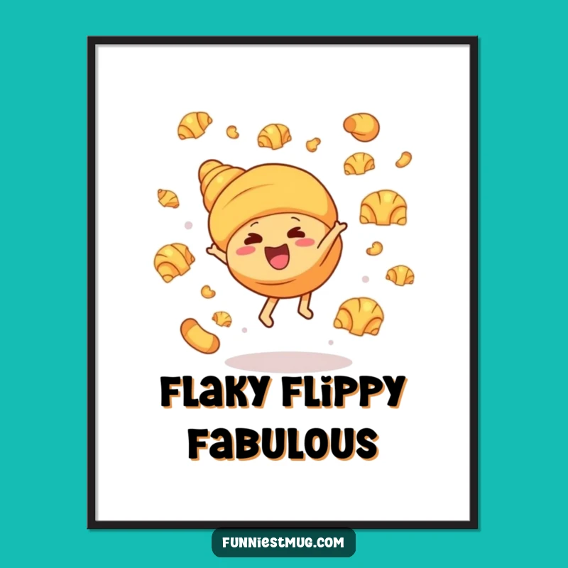 Funny Croissant Cartwheel Digital Art - Instant Hilarious Decor for Walls