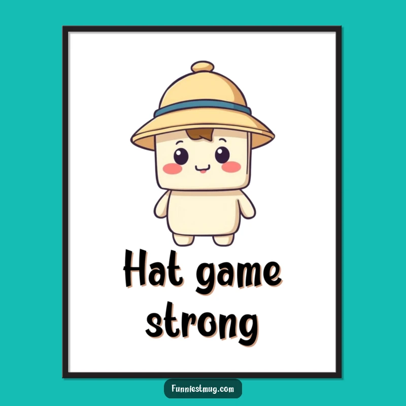 Funny Blocky Hat Digital Art: Hilarious Downloadable Decor for Instant Smiles!
