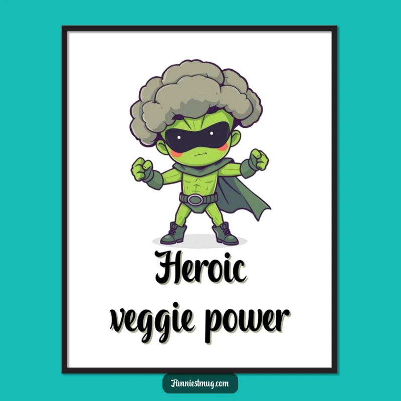 Funny Broccoli Superhero Digital Print: Epic Veggie Hero for Your Walls