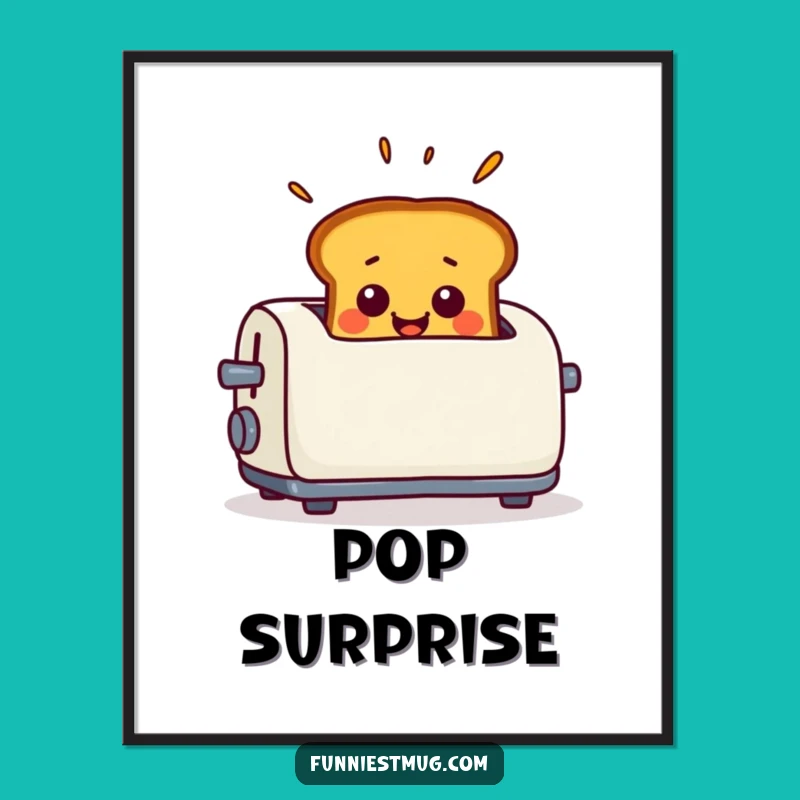 Funny Toast Surprise Digital Art - Smiling Printable, Breakfast Decor Gift