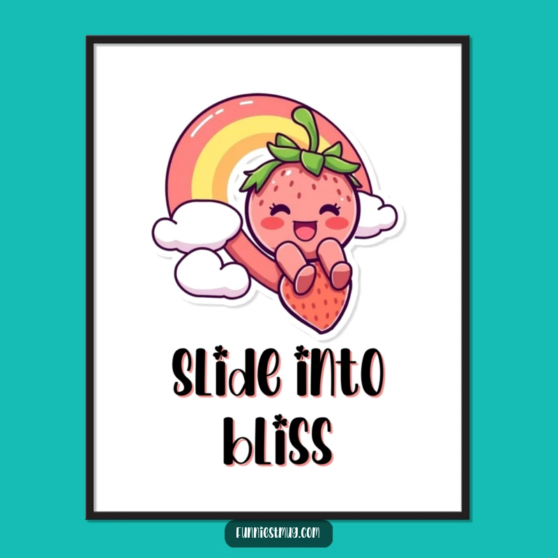 Funny Strawberry Rainbow Slide Digital Art - Instant Joyful Decor!