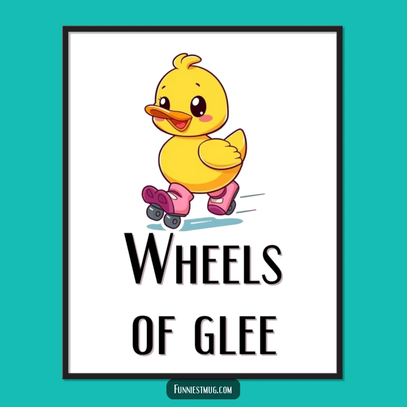 Funny Roller Skate Duck Digital Art: Instant Joyful Speed for Your Space