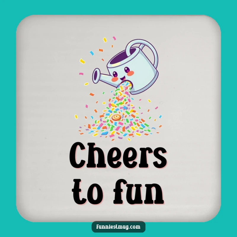 Funny Confetti Watering Can Drink Coaster: Protect Surfaces with Festive Humor