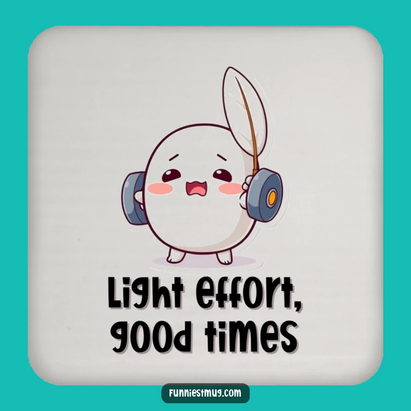 Funny Kawaii Dumbbell Feather Lift Coaster: Protect Surfaces with Gym Humor