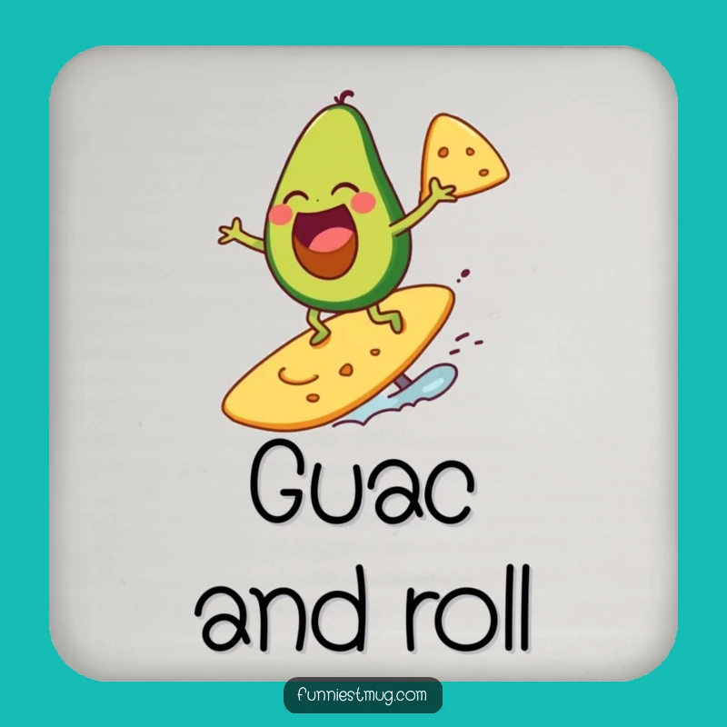 Funny Surfing Avocado Coaster: Protect Your Table, Beachy Funny Gift