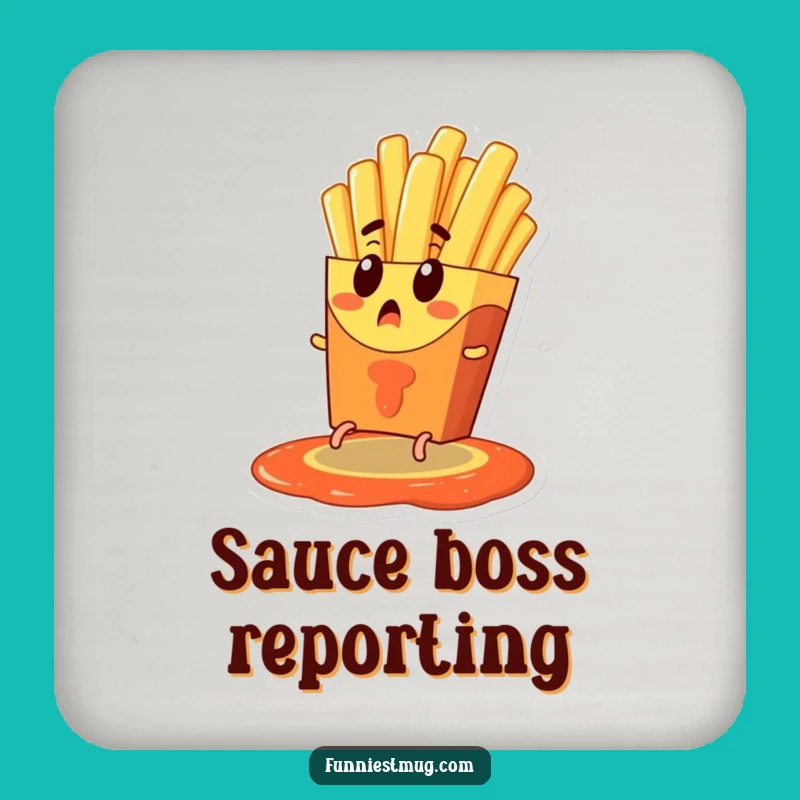 Funny French Fry Escape Drink Coaster - Protect Surfaces with Comical Art