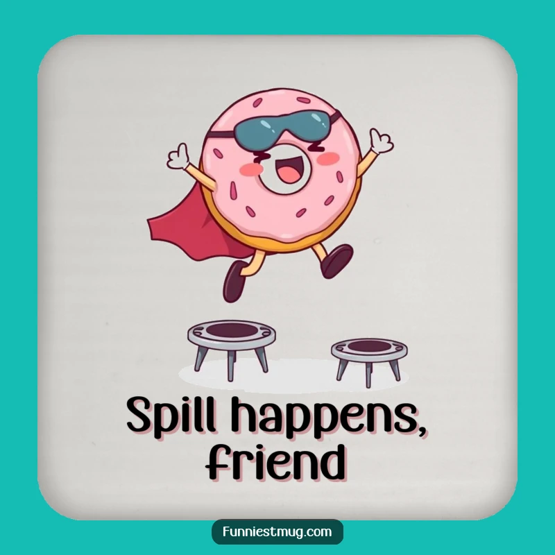 Funny Superhero Donut Coaster: Giggling Hero Trampoline Leaps Protection